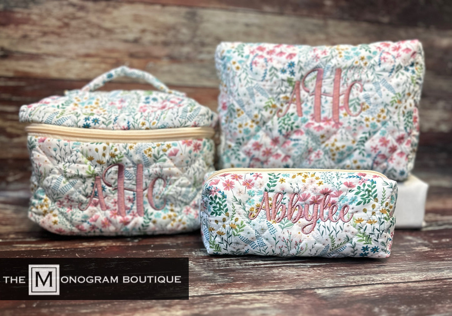 Quilted Cotton Makeup Bag (3 Pieces)