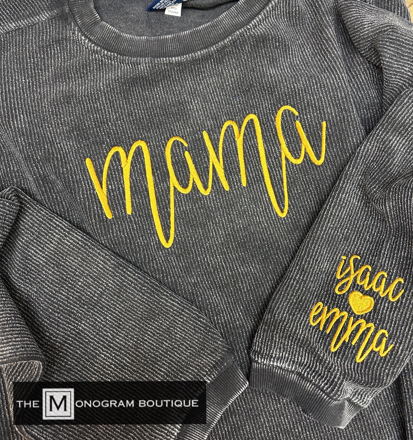 Charles River Corded Camden Sweatshirt With Sleeve Monogram