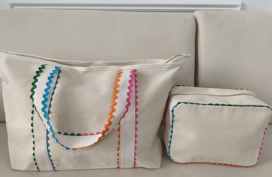 PREORDER Rainbow Canvas Tote and Cosmetic Bag