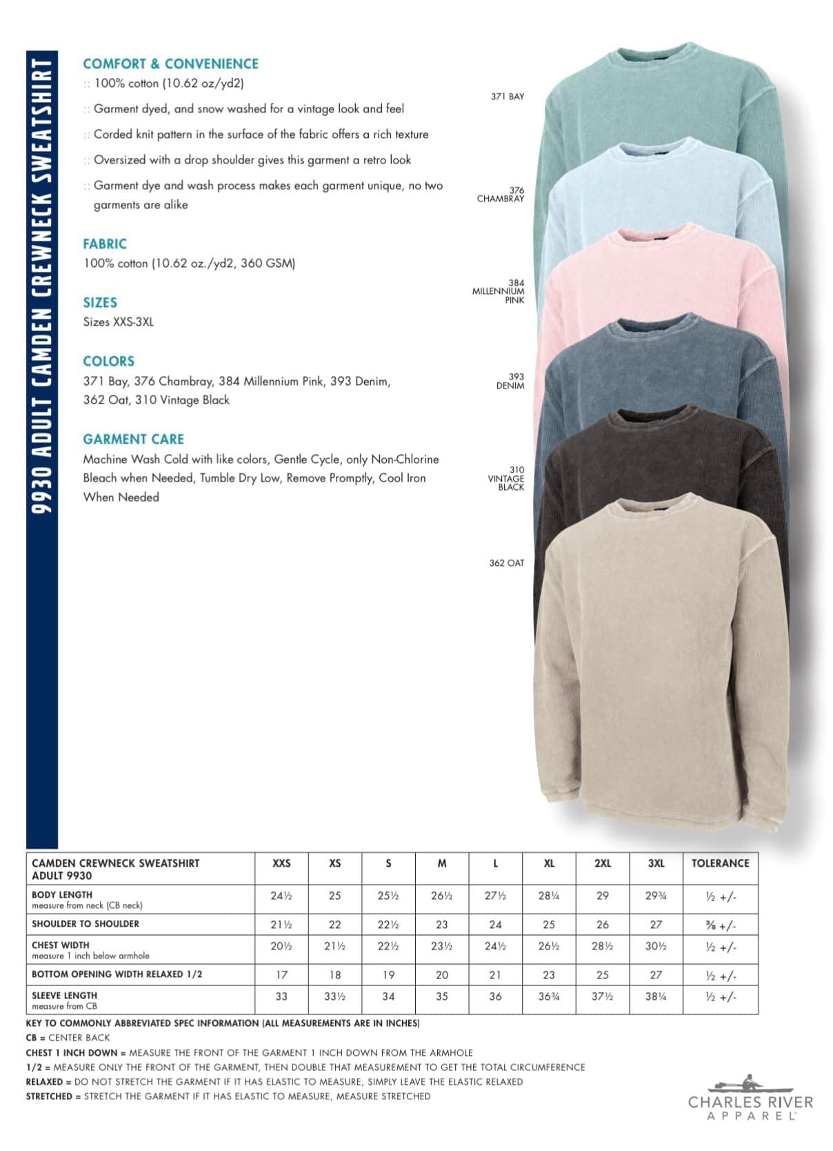Charles River Corded Camden Sweatshirt With Sleeve Monogram