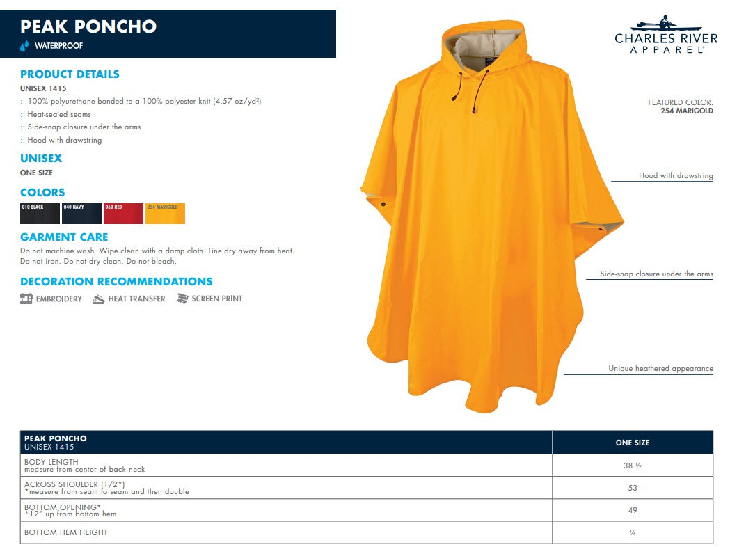 Charles River Rain Peak Poncho
