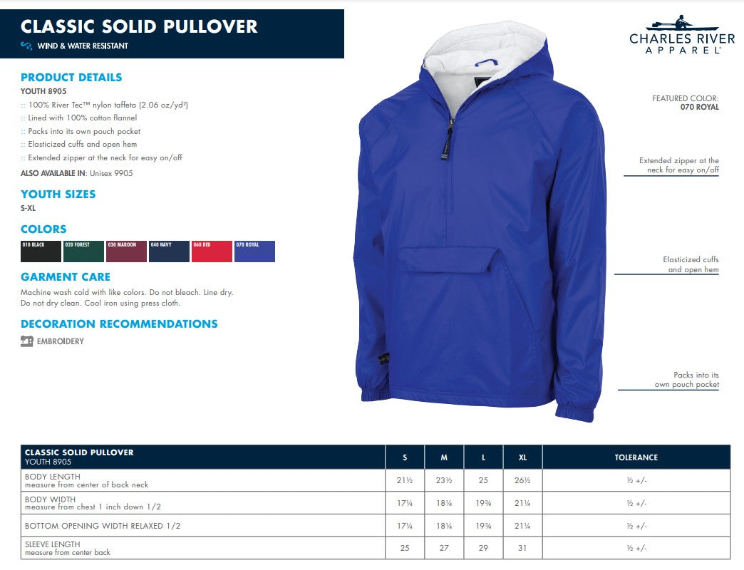 Charles River Classic Youth Lined Pullover
