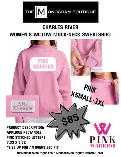 Pink Warriors Walk 2026 Charles River Ladies Mock Neck Sweatshirt