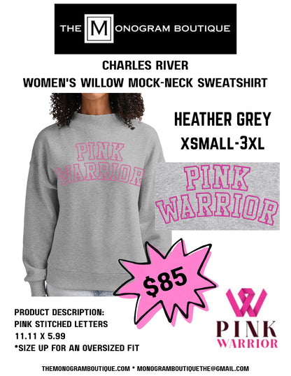 Pink Warriors Walk 2026 Charles River Ladies Mock Neck Sweatshirt