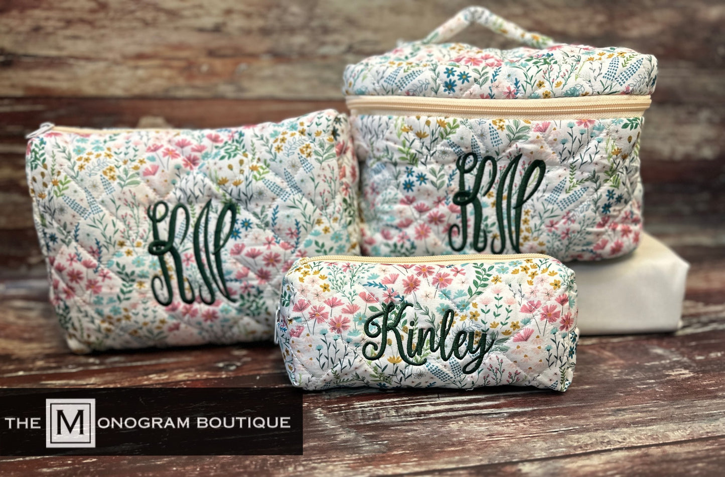 Quilted Cotton Makeup Bag (3 Pieces)