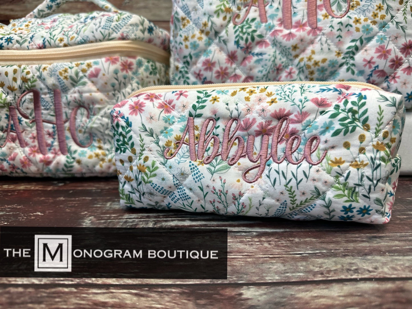 Quilted Cotton Makeup Bag (3 Pieces)