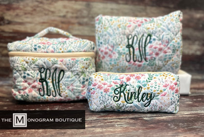 Quilted Cotton Makeup Bag (3 Pieces)