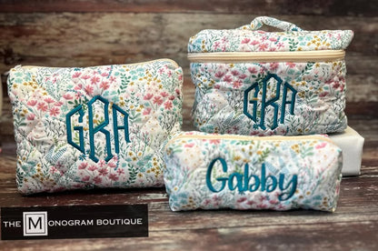 Quilted Cotton Makeup Bag (3 Pieces)