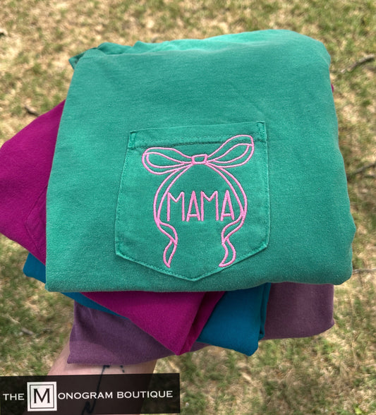 Mother's Day Bow Comfort Color Short Sleeve T-shirts