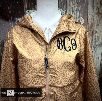 Charles River New Englander Rain Jacket Gold Leopard