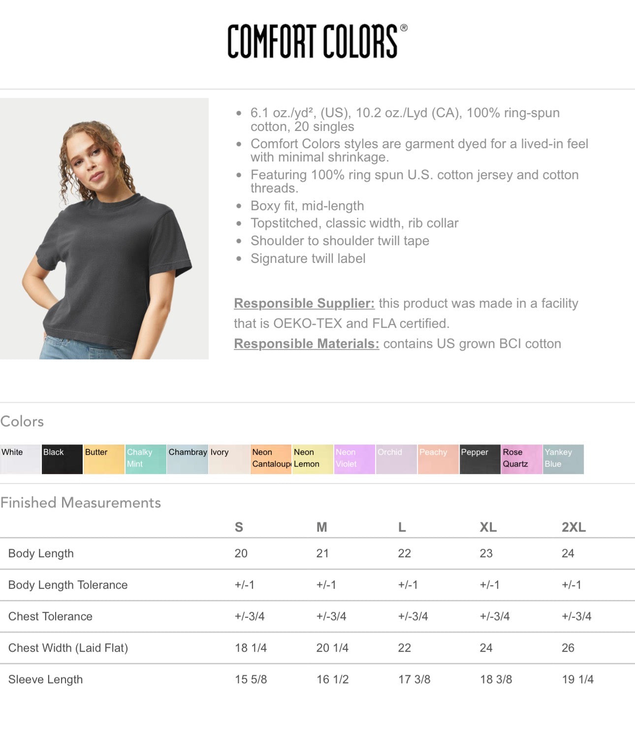 Comfort Color Women's Crop T-shirts