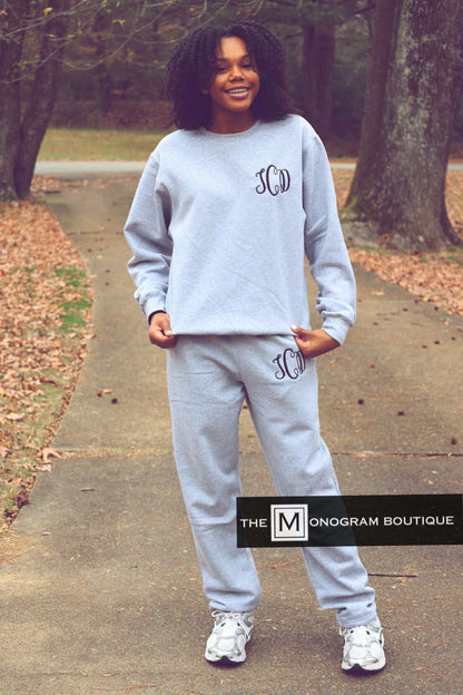 Lounge Set – Personalized Embroidered Sweatshirt + Jogger Sweatpants