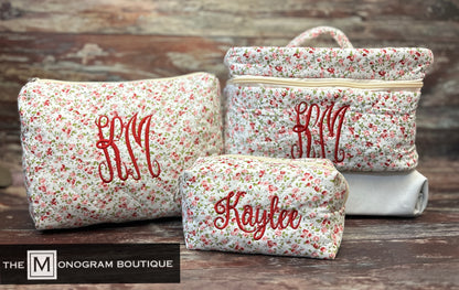 Quilted Cotton Makeup Bag (3 Pieces)