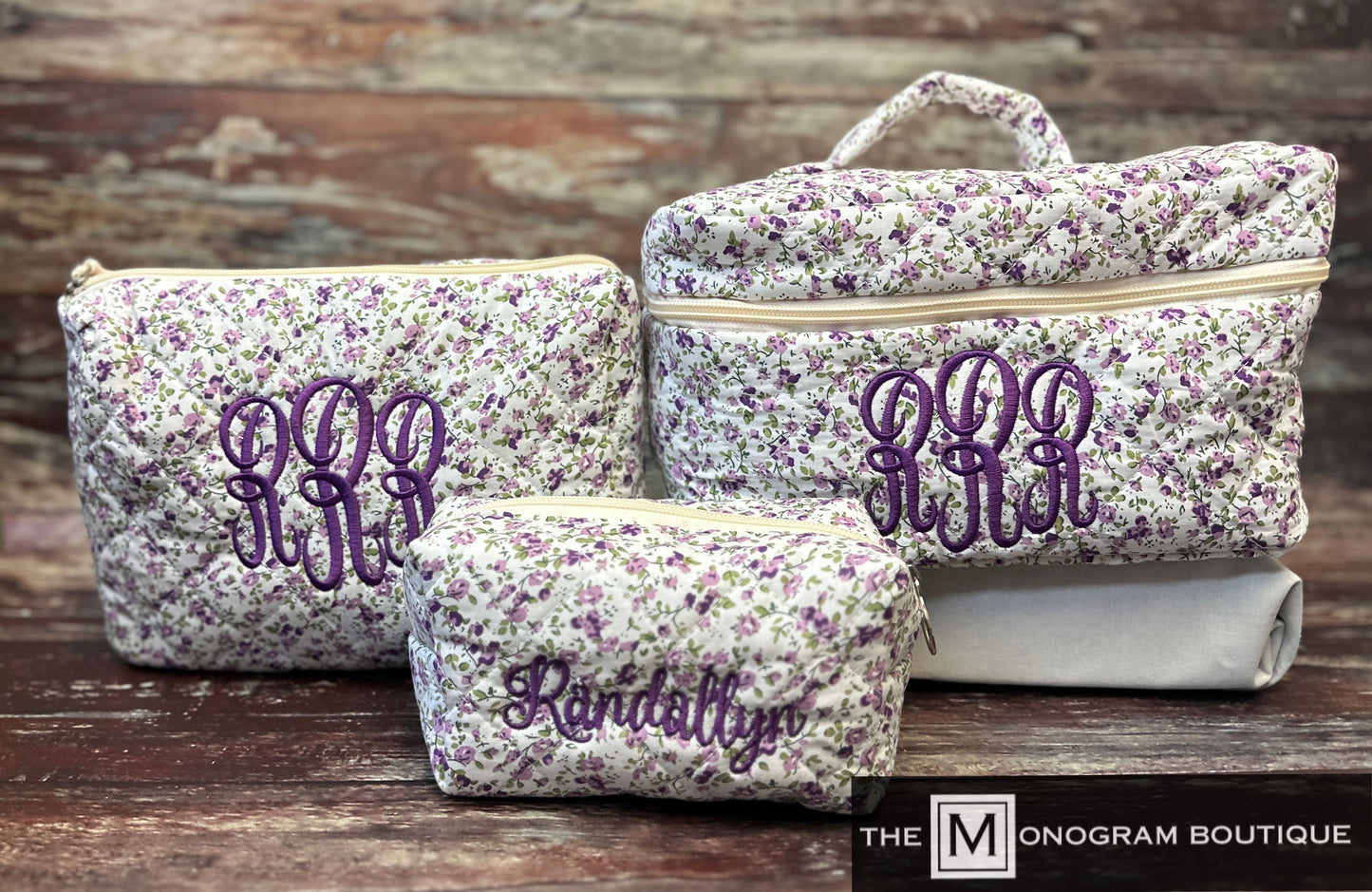 Quilted Cotton Makeup Bag (3 Pieces)