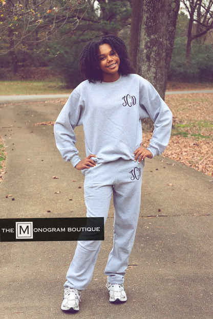 Lounge Set – Personalized Embroidered Sweatshirt + Jogger Sweatpants