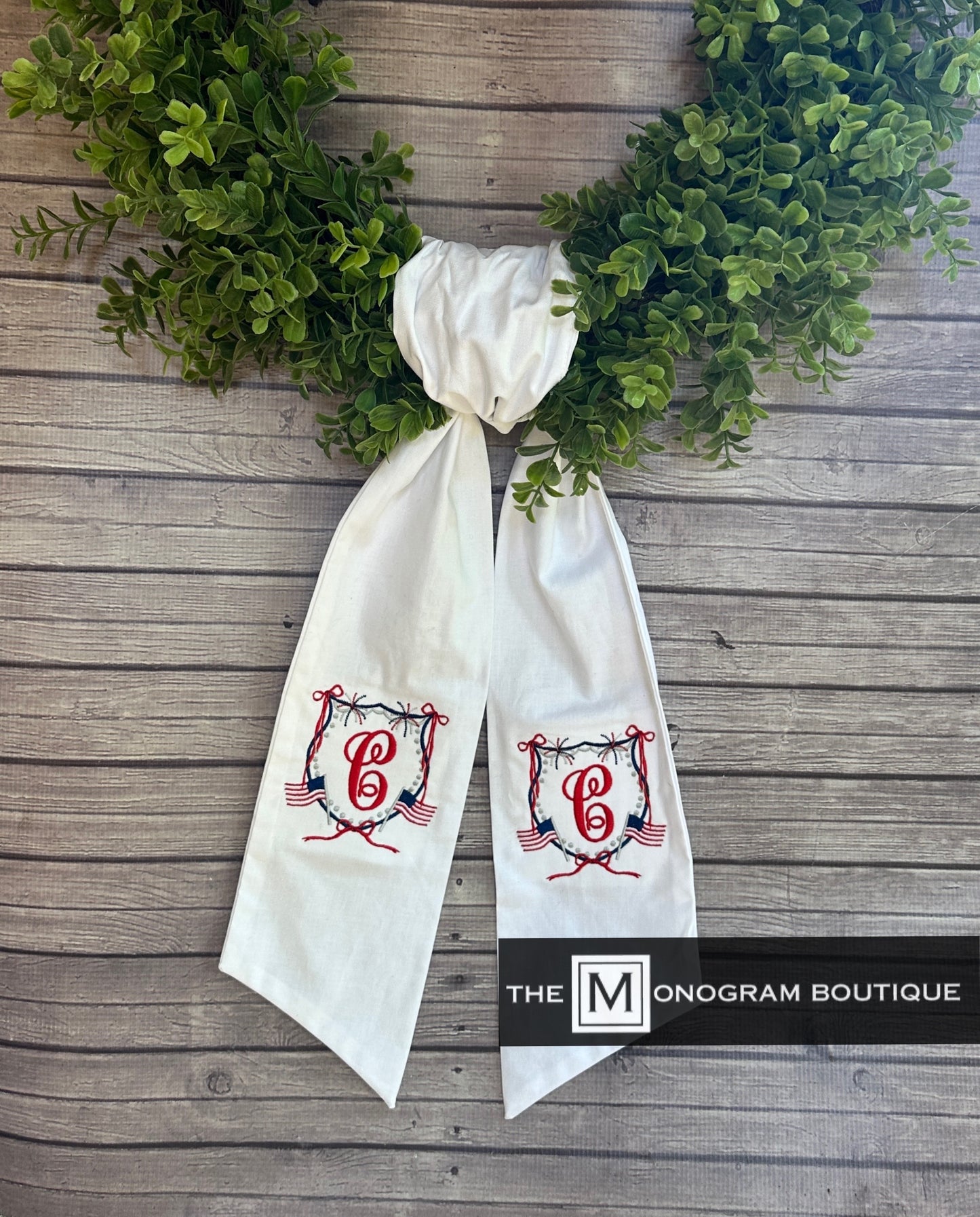 Wreath Sash Embroidered