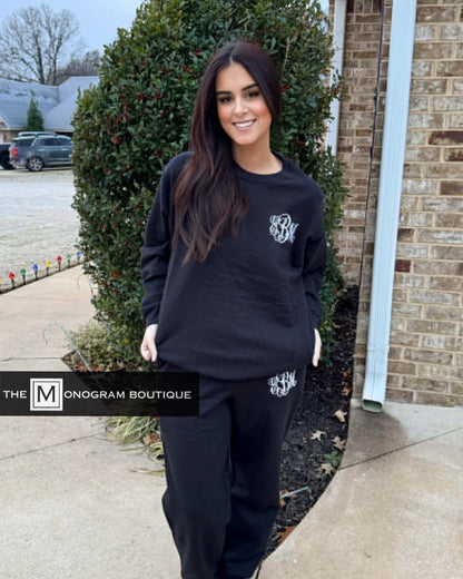Lounge Set – Personalized Embroidered Sweatshirt + Jogger Sweatpants