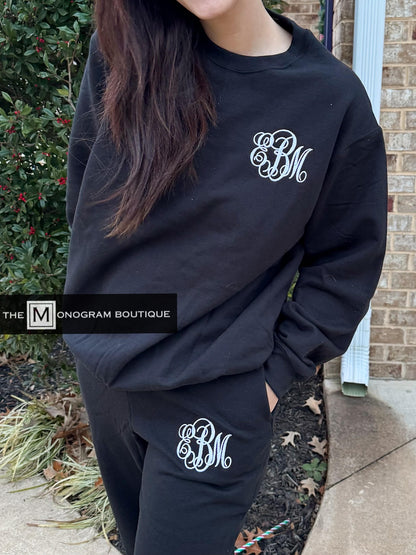Lounge Set – Personalized Embroidered Sweatshirt + Jogger Sweatpants