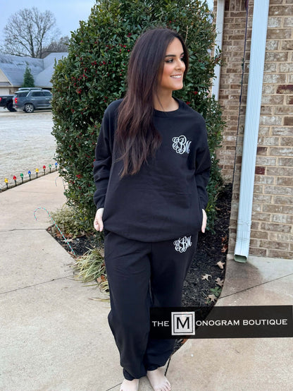 Lounge Set – Personalized Embroidered Sweatshirt + Jogger Sweatpants