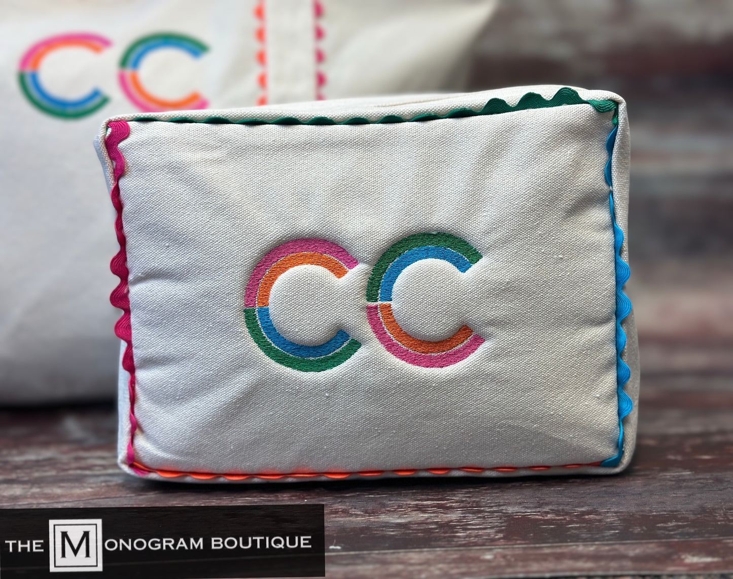 Rainbow Canvas Tote and Cosmetic Bag